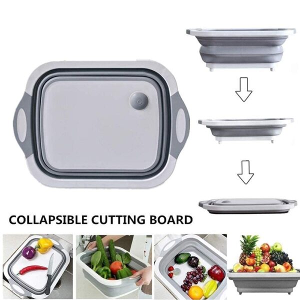 9 in 1 Vegetable Cutter with Drain Basket & Folding/ Collapsible Cutting Board Combo - Image 7