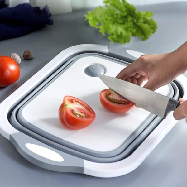 9 in 1 Vegetable Cutter with Drain Basket & Folding/ Collapsible Cutting Board Combo - Image 6