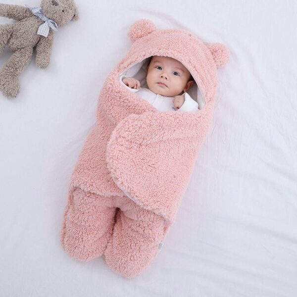 Baby Sleeping Bag Ultra-Soft Fluffy Fleece Newborn Receiving Blanket - Image 2