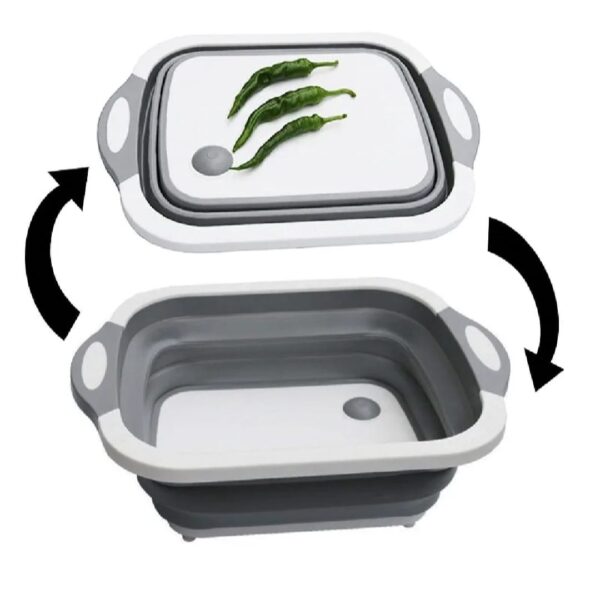 9 in 1 Vegetable Cutter with Drain Basket & Folding/ Collapsible Cutting Board Combo - Image 5